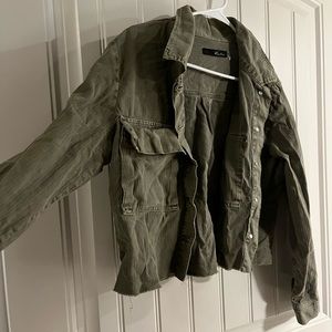 army green cropped jean jacket worn once